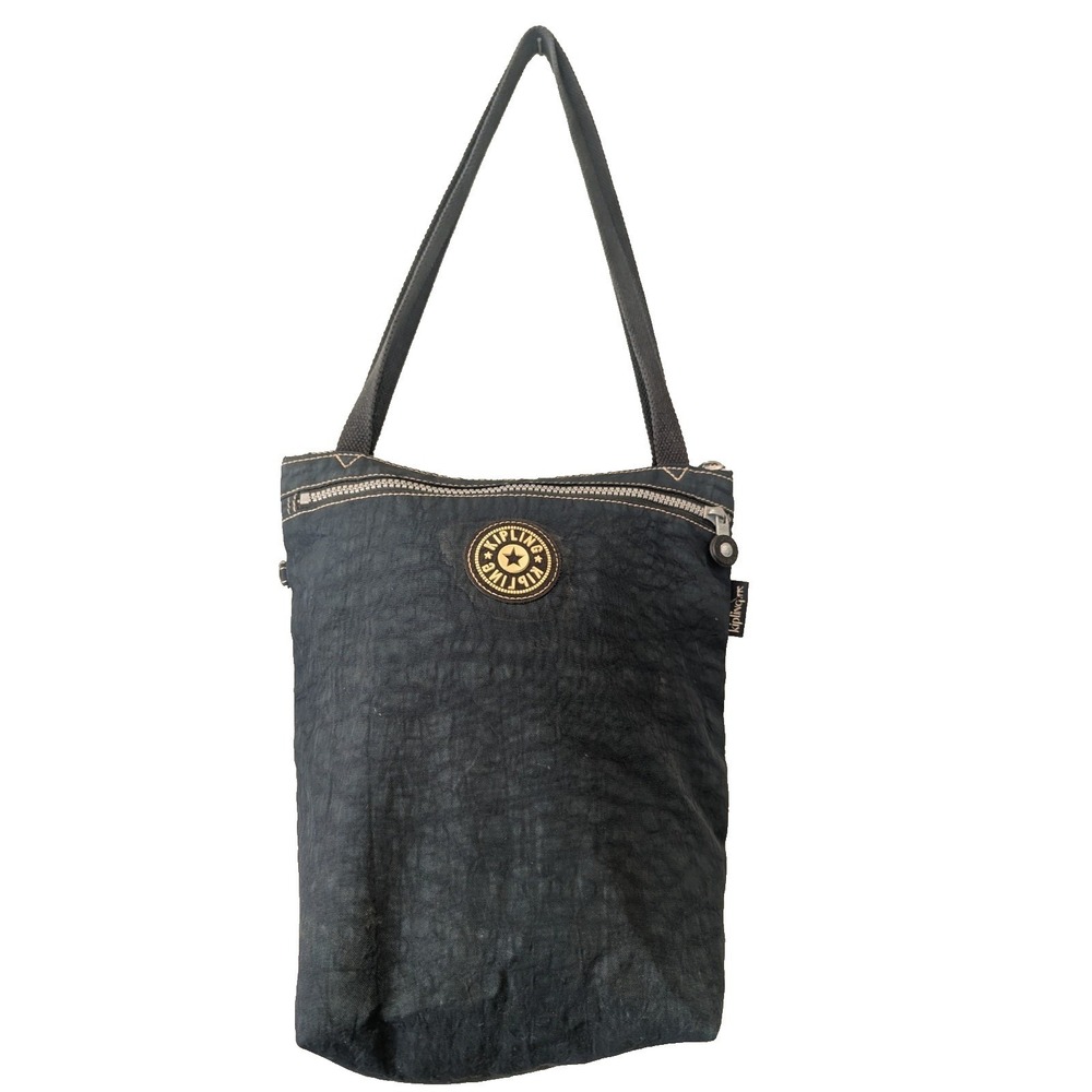 Kipling Blue Nylon Shoulder Tote Bag Zip Top Front Pocket Lightweight